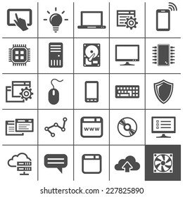 Symbole der Computertechnologie. Netzwerkgeräte und Verbindungen. Simplus Serie. Vektorgrafik