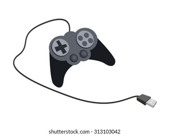 Computer and Technology, Illustration of Joystick or Gamepad Used to Control Video Games or Controlling Machines.