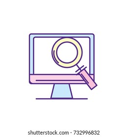 computer technology information with magnifying glass