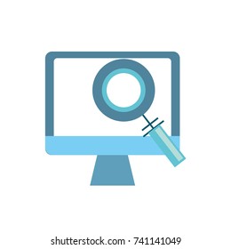 computer technology information with magnifying glass