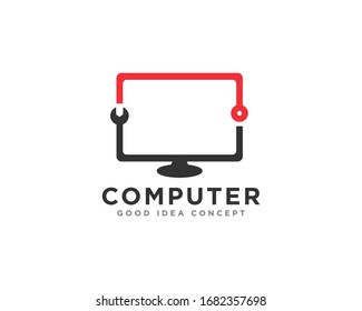 Computer Technology Logo Icon Design Vector