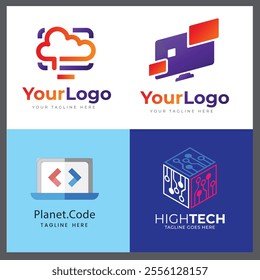 Computer Technology Logo Icon Design Vector