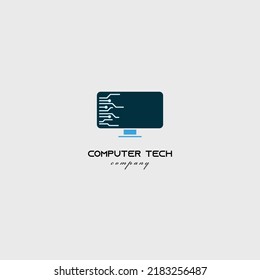 computer technology logo vector illustration design