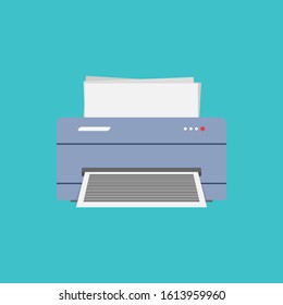 computer technology printer in flat style, vector illustration