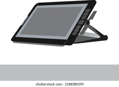 Computer Technology Professional Graphics Tablet, and Pen Vector Illustration for  Electronic Office. professional, minimalist and creative sketch pad  art design