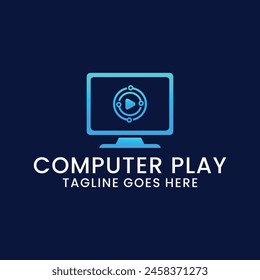computer technology and computer repair logo design inspiration template. desktop service logotype