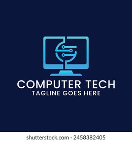 tecnología informática y reparación de computadoras logo diseño inspiración Plantilla. servicio de escritorio logo