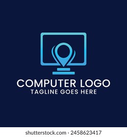 computer technology and computer repair logo design inspiration template. desktop service logotype