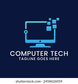 computer technology and computer repair logo design inspiration template. desktop service logotype