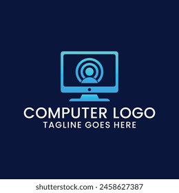 computer technology and computer repair logo design inspiration template. desktop service logotype