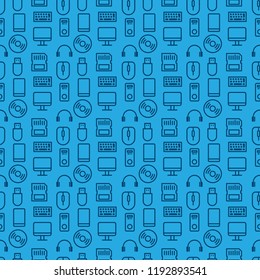 Computer Technology seamless pattern. Futuristic background vector illustration