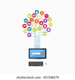 Computer technology. Search engine concept. Abstract tehcnology background