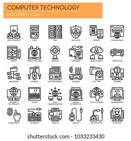 Computer Technology , Thin Line and Pixel Perfect Icons
