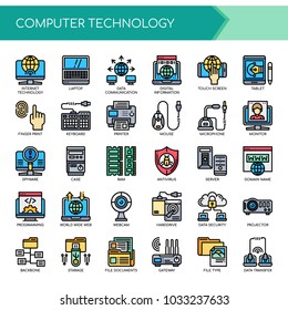 Computer Technology , Thin Line and Pixel Perfect Icons
