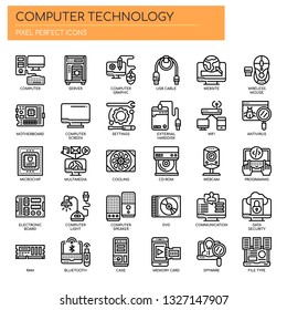 Computer Technology , Thin Line and Pixel Perfect Icons