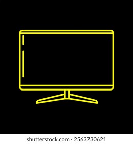 computer technology vector graphic design, desktop, PC, yellow line screen black background.