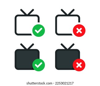 Computer television checkmark symbol. Vector illustration