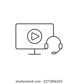 ordenador, televisión, vídeo, icono de streaming de vídeo en línea