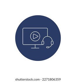 ordenador, televisión, vídeo, icono de streaming de vídeo en línea