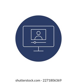 ordenador, televisión, vídeo, icono de streaming de vídeo en línea