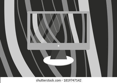 Computer template. Modern colorful design from lines. The concept of a general abstract drawing from the wall to the gadget. Flat style. Vector illustration