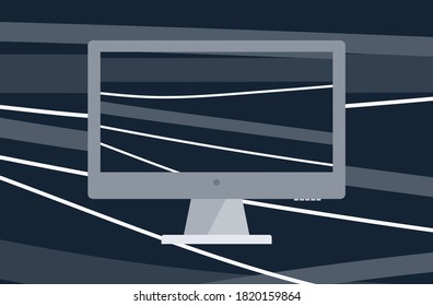 Plantilla de equipo. Diseño colorido y moderno a partir de líneas. El concepto de un dibujo general abstracto de la pared al gadget. Estilo plano. Ilustración del vector