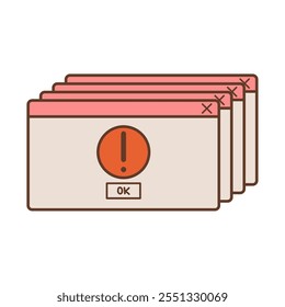 computer templates with alert symbol mensages icon