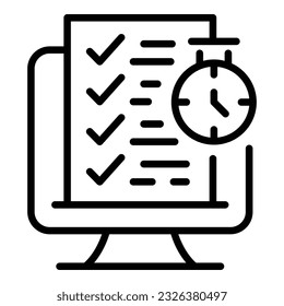 Computer test icon outline vector. Exam study. Online education