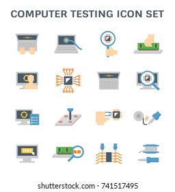 Computer Testing Vector Icon Set Design.