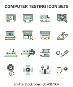 Computer Testing Vector Icon Sets Design.