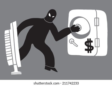 computer theft, hacker - vector cartoon