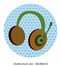 computer theme wired headphones elements vector