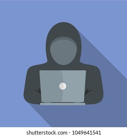 Computer thief icon. Flat illustration of computer thief vector icon for web