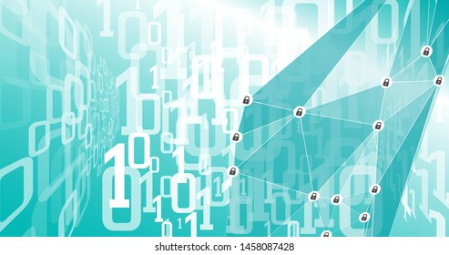 Computer threats background, abstract shapes and padlocks