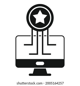 Computer token icon simple vector. Pc crypto circle. Creative technology