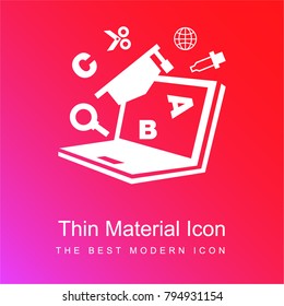 Computer tool for education red and pink gradient material white icon minimal design