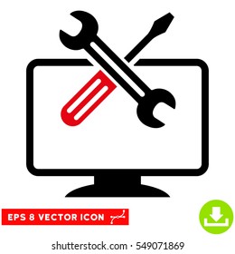 Computer Tools EPS vector pictogram. Illustration style is flat iconic bicolor intensive red and black symbol on white background.