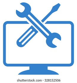Computer Tools vector icon. Style is flat symbol, cobalt color, rounded angles, white background.