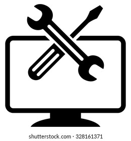 Computer Tools vector icon. Style is flat symbol, black color, rounded angles, white background.