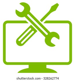 Computer Tools vector icon. Style is flat symbol, eco green color, rounded angles, white background.
