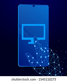 computer touch phone. Polygon style touch phone vector illustration.
