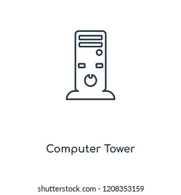 Computer Tower concept line icon. Linear Computer Tower concept outline symbol design. This simple element illustration can be used for web and mobile UI/UX.