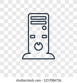 Computer Tower concept vector linear icon isolated on transparent background, Computer Tower concept transparency concept in outline style