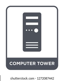 computer tower icon vector on white background, computer tower trendy filled icons from Electronic stuff fill collection, computer tower simple element illustration