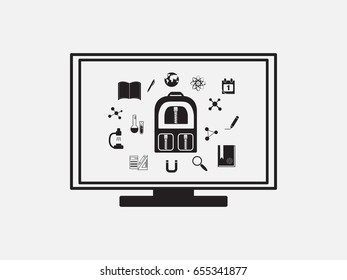 Computer training, Briefcase, scientific subjects, icon, vector illustration of Eps10