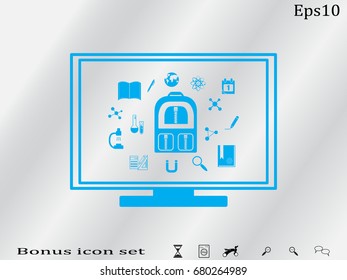 Computer training, Briefcase, scientific subjects, icon, vector illustration of Eps10