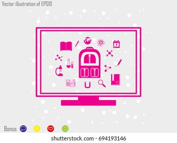 Computer training, Briefcase, scientific subjects, icon, vector illustration of Eps10

