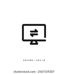 Computer Transfer Data Icon. Editable Stroke