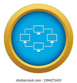 Computer transmission information icon blue vector isolated on white background for any design