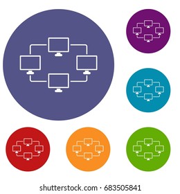 Computer transmission information icons set